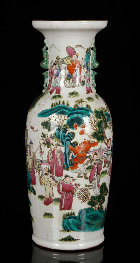 Appraisal: - Qing Dynasty Chinese Famille Rose Vase Porcelain Later Qing