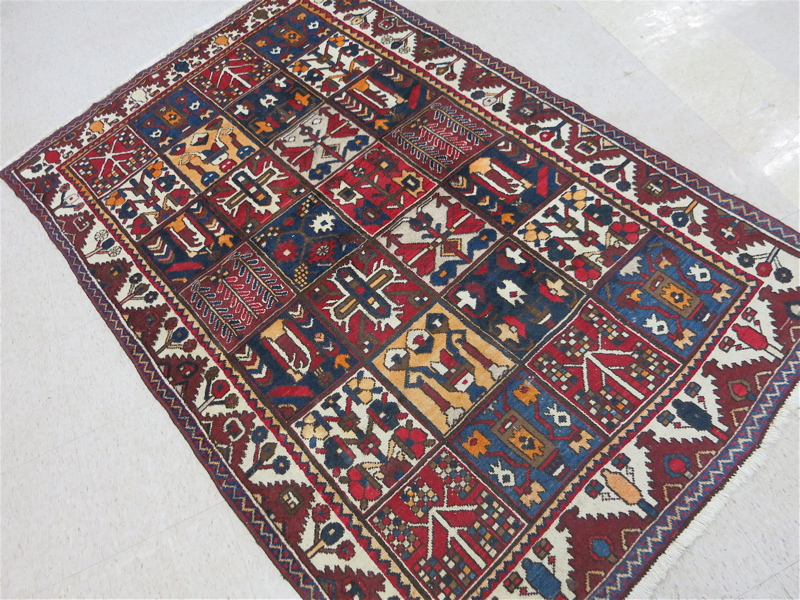 Appraisal: PERSIAN BAKHTIARI GARDEN PANEL AREA RUG Chahar Mahall and Bakhtiari