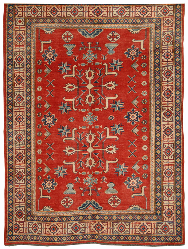 Appraisal: ORIENTAL RUG KAZAK DESIGN ' x ' Traditional geometric elements