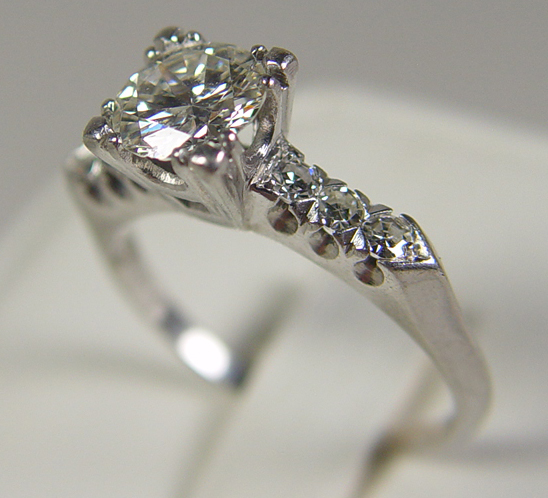 Appraisal: Ladies Platinum Diamond Engagement Ring Approximately carat center round brilliant