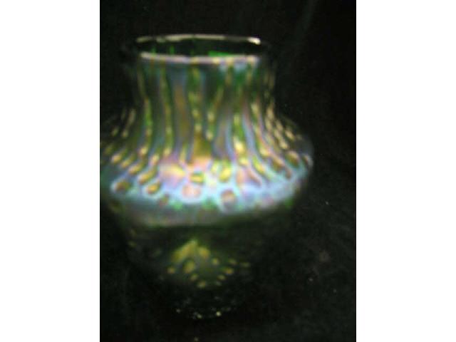 Appraisal: Loetz Art Glass Vase bubble decor green iridescent