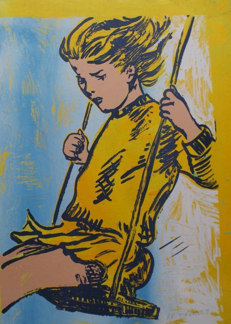 Appraisal: David Bromley born Yellow Girl Swinging screenprint inscribed and dated