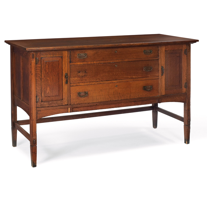 Appraisal: Limbert sideboard three drawers flanked by two cabinet doors with