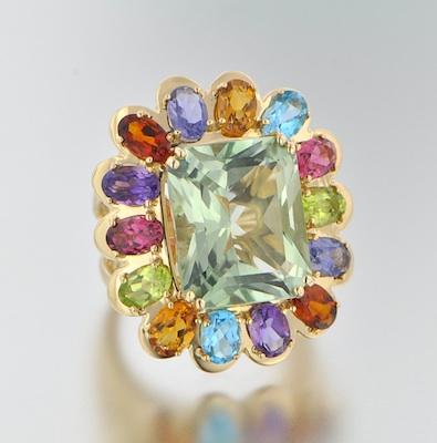 Appraisal: A Large Gemstone Ring k yellow gold ring set in