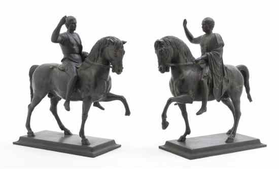 Appraisal: Two Bronze Figural Groups after the Antique each depicting a