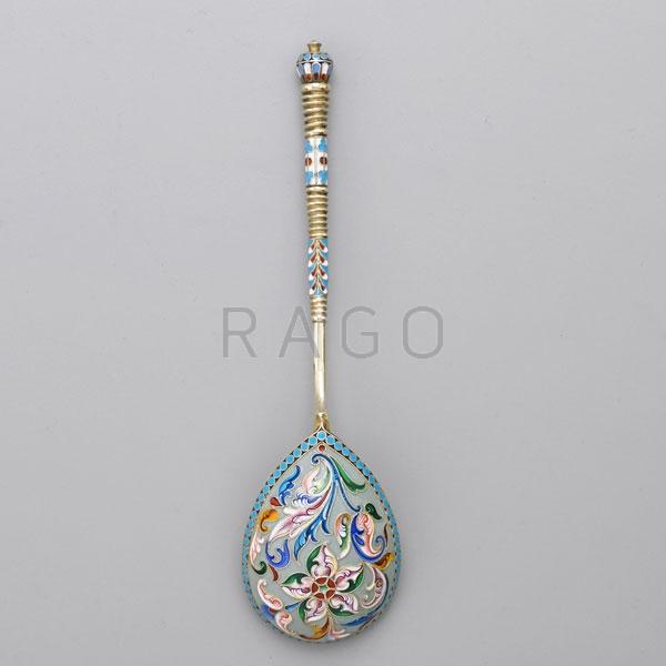 Appraisal: RUSSIAN CLOISONNE ENAMELED SILVER GILT SPOON Condition Report