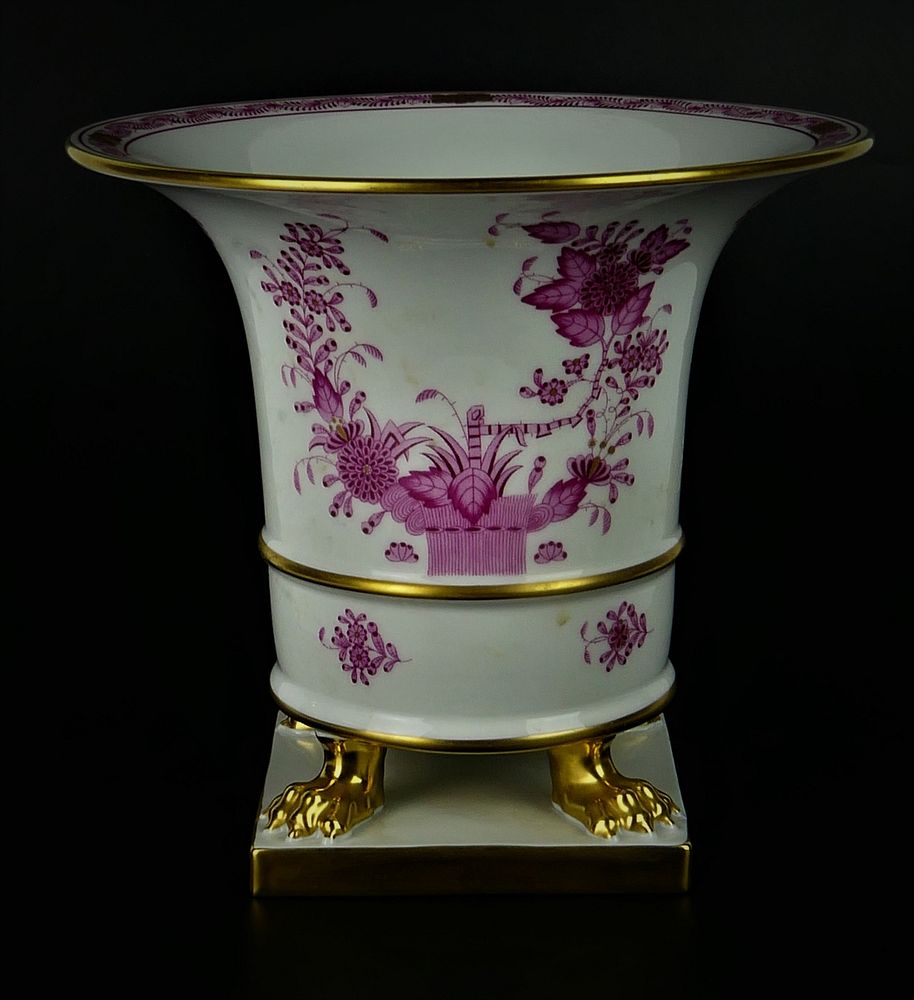 Appraisal: HEREND CHINESE BOUQUET CLAW FOOTED CACHEPOT Herend Hungarian hand painted