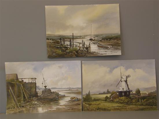 Appraisal: Keith Burtonshaw three watercolours of East Anglia The White Mill