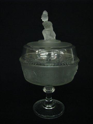 Appraisal: Westward Ho Pattern Glass - '' high pedestal compote round