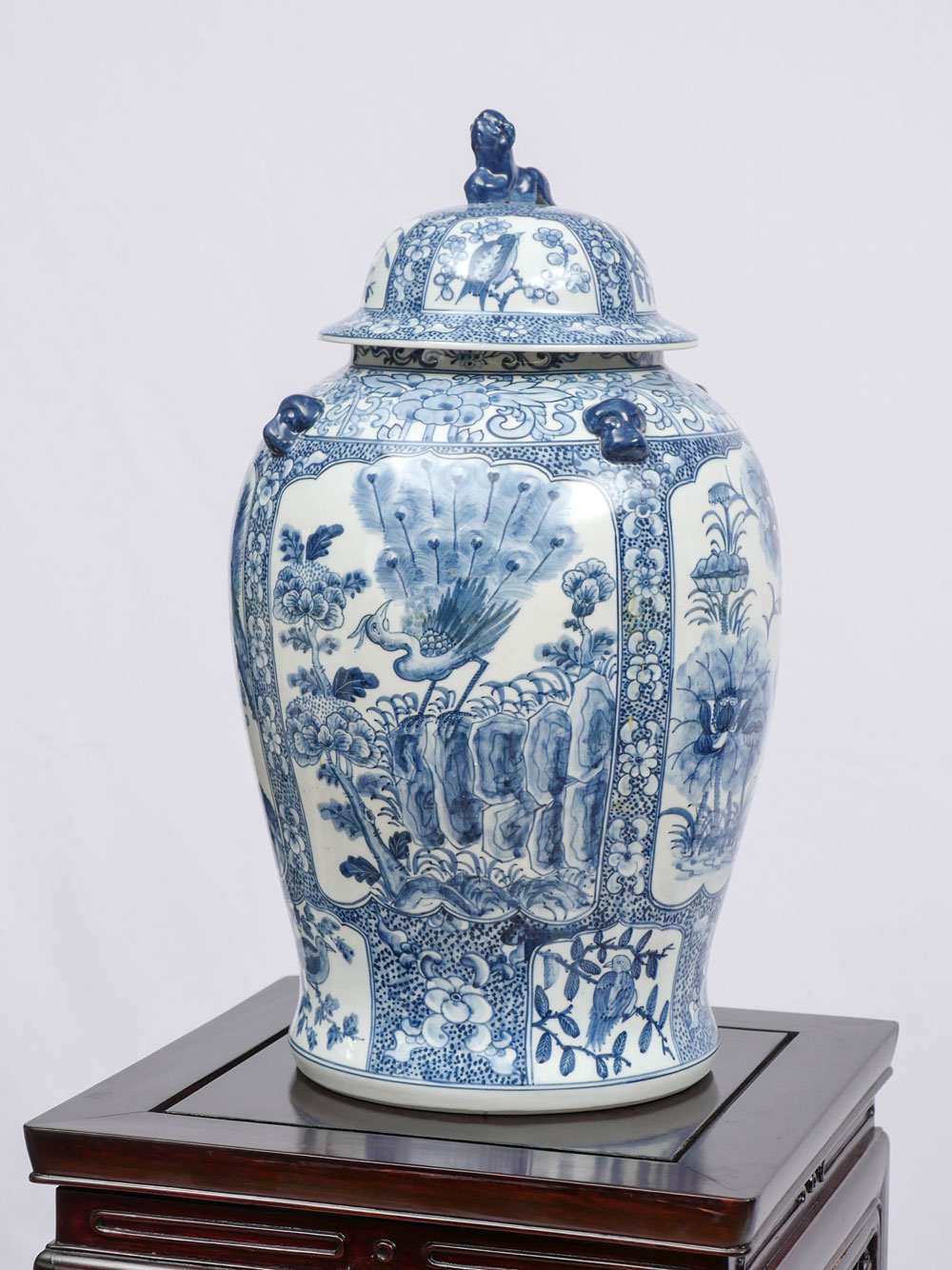 Appraisal: LARGE ASIAN BLUE WHITE LIDDED JAR Large Asian lidded vase