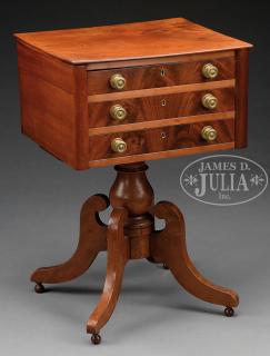 Appraisal: CLASSICAL MAHOGANY THREE DRAWER STAND Second quarter th century American