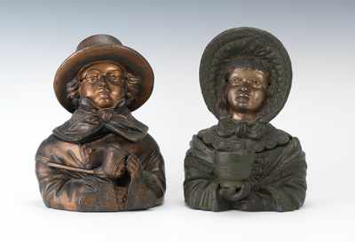 Appraisal: Two Monochrome Children Bust Humidors Unidentified maker impressed CS and