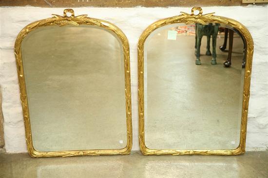 Appraisal: PAIR OF MIRRORS Twentieth century Beveled glass with gesso and