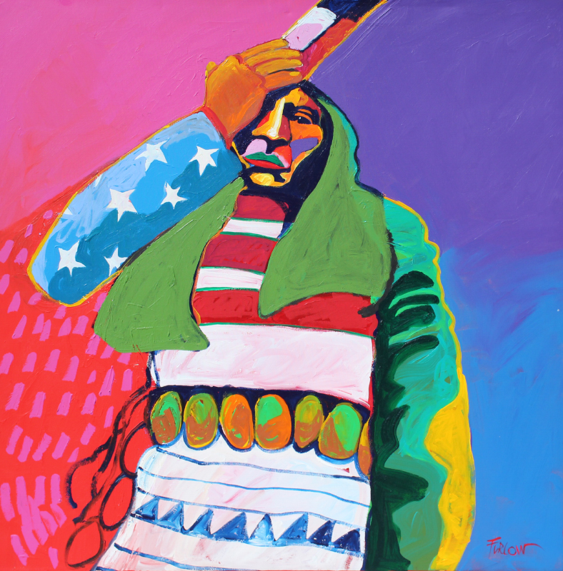 Appraisal: FURLOW Malcom American th Century ''Worried Warrior'' Acrylic Canvas ''