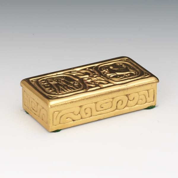 Appraisal: TIFFANY STUDIOS STAMP BOX ZODIAC PATTERN x x Rectangular bronze