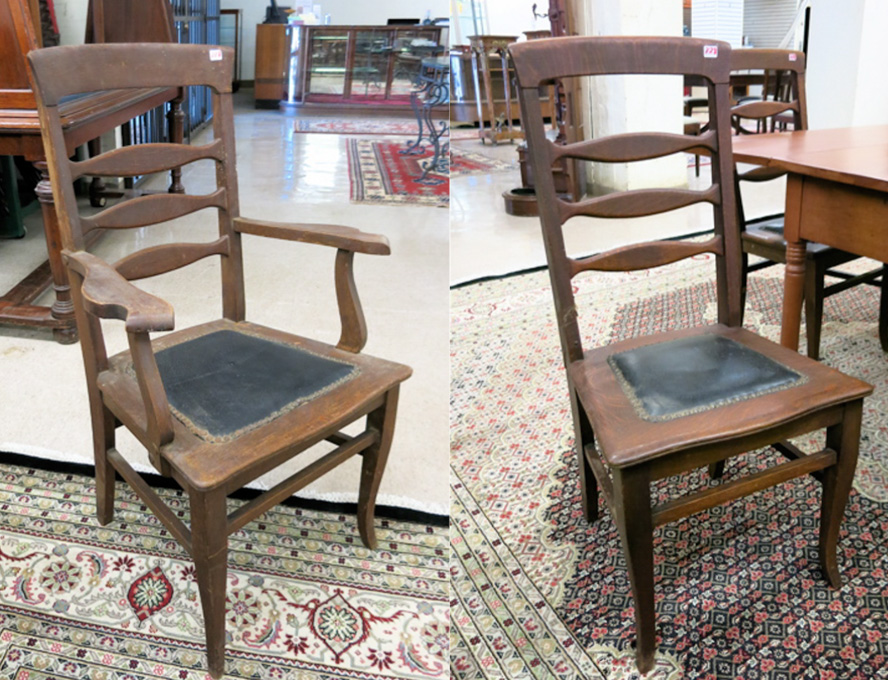 Appraisal: A SET OF SIX OAK DINING CHAIRS American c ladder-back