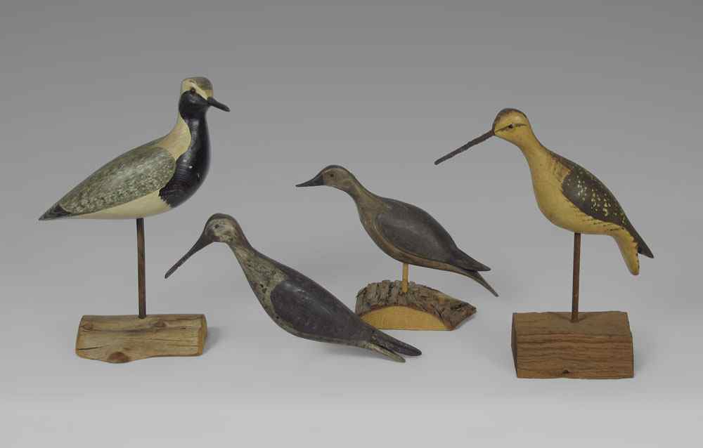 Appraisal: COLLECTION OF CARVED PAINTED SHOREBIRDS To include Bruce Bieber mounted