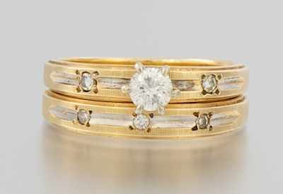 Appraisal: A Ladies' Vintage Wedding Set k yellow gold engagement ring