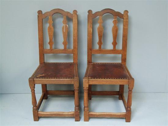 Appraisal: Set of eight oak dining chairs by Robert Mouseman Thompson