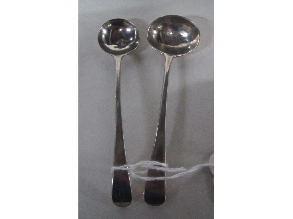 Appraisal: Lot comprising two antique silver mustard spoons