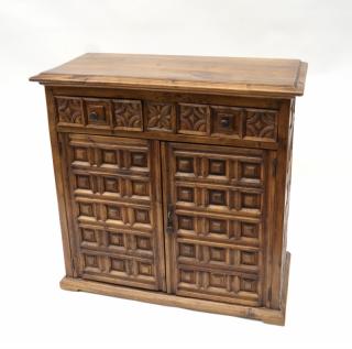 Appraisal: Continental Carved Cabinet th century two-drawer two-door pine cabinet W