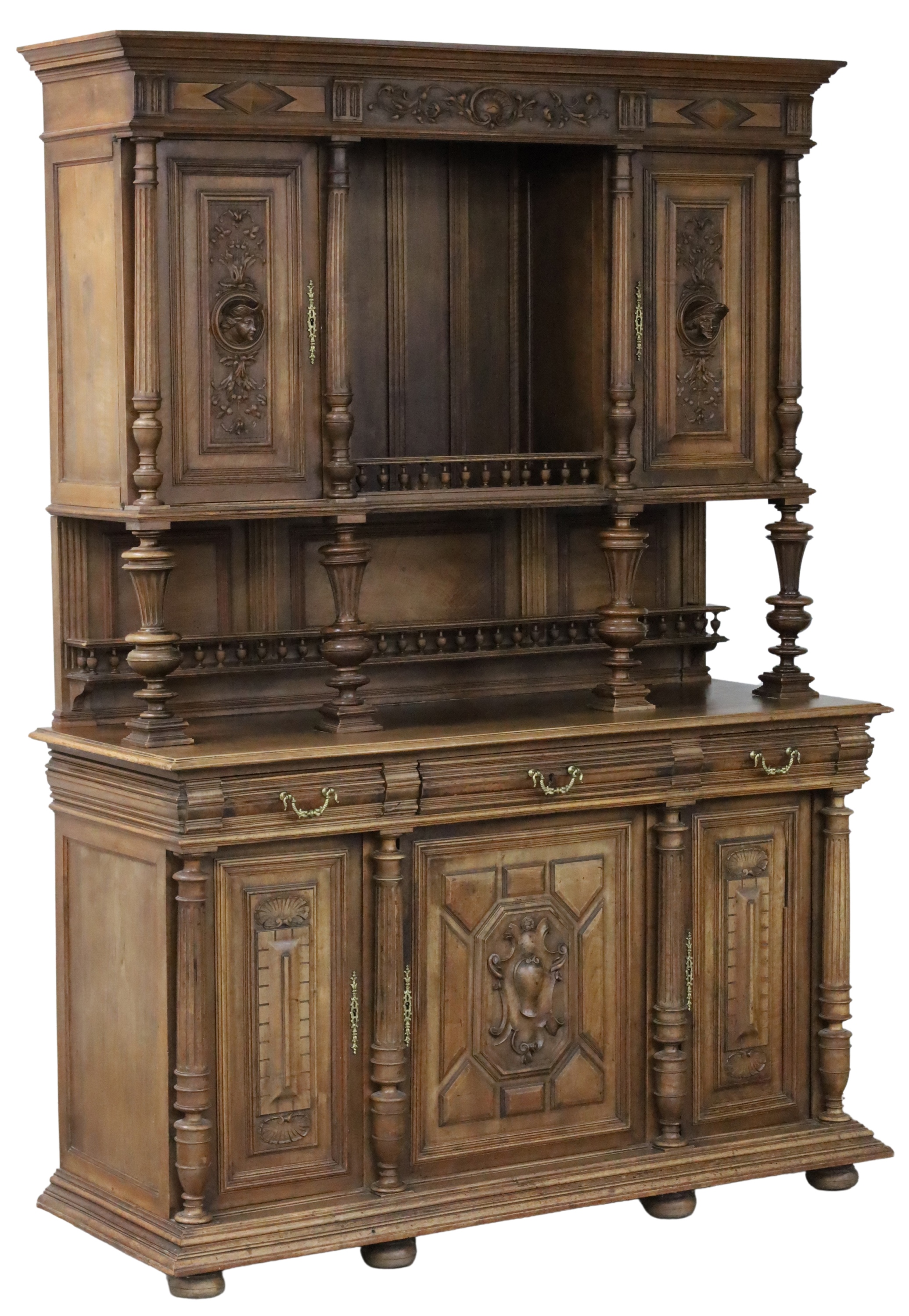 Appraisal: HENRI II WALNUT BUFFET A Henri II walnut buffet with