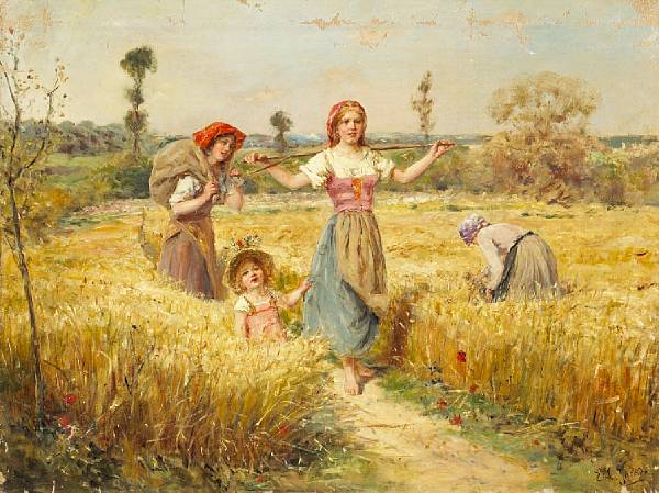 Appraisal: Eduardo Le n Garrido Spanish - Peasant girls harvesting in