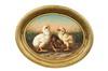 Appraisal: OOB - Oval Portrait of Three Chicks Feeding by Carlo