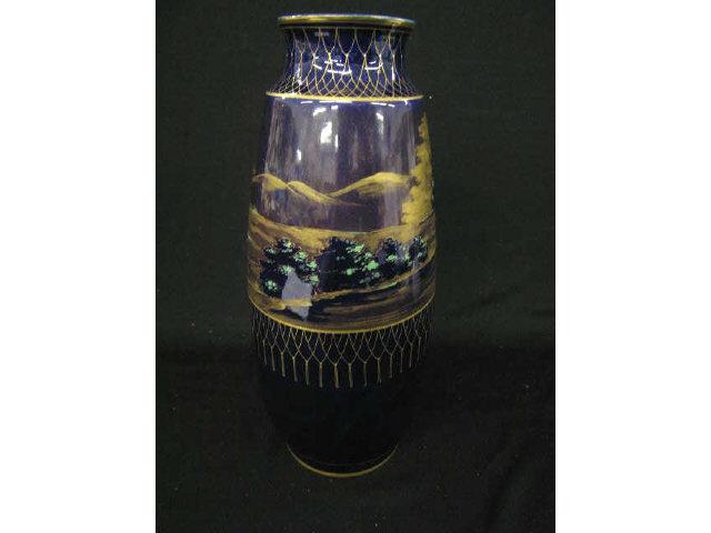 Appraisal: Turn Vienna Austria Porcelain Vase gold landscape on cobalt blue