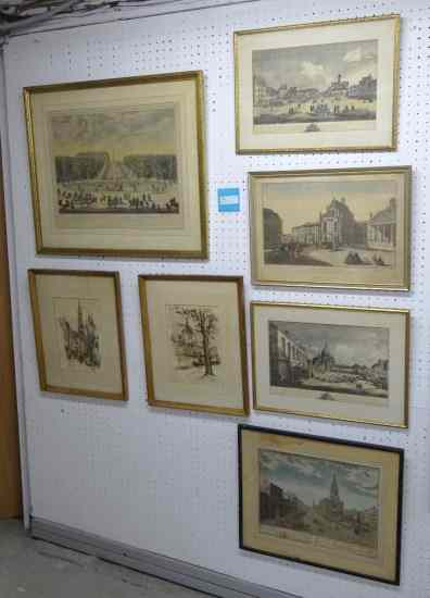 Appraisal: Lot various Continental prints including ''Vue d' Optique'' prints by