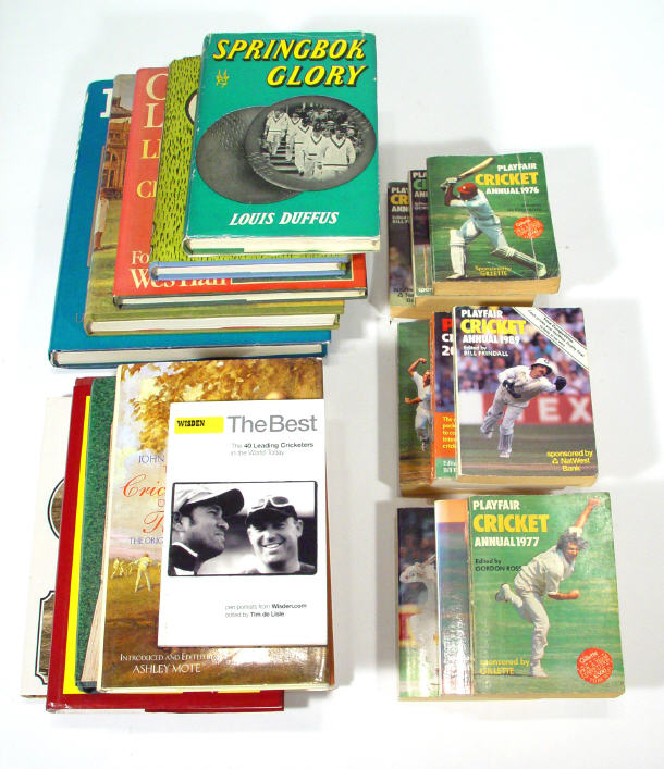 Appraisal: Extensive collection of cricket related books including Wisdens Almanacs and