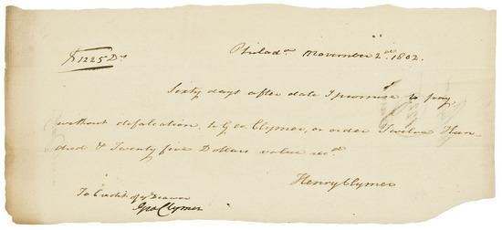 Appraisal: AMERICAN REVOLUTION -- George CLYMER Signer from Pennsylvania - Promissory