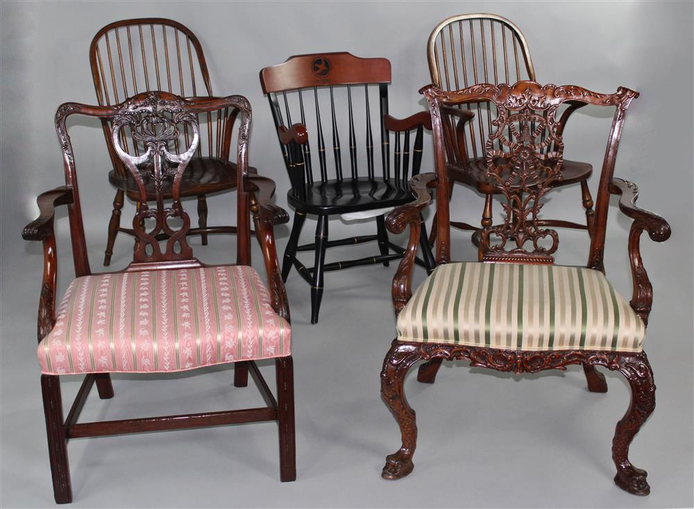 Appraisal: GROUP OF FIVE CHAIRS INCLUDING A PAIR OF WINDSOR ARM