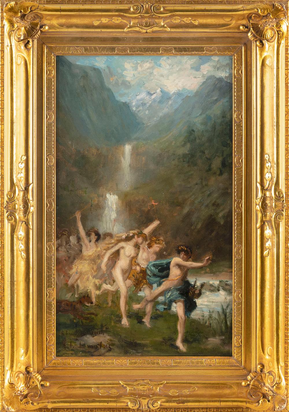 Appraisal: ATTRIBUTED TO JEAN CHARLES LANGLOIS France - Allegorical landscape with