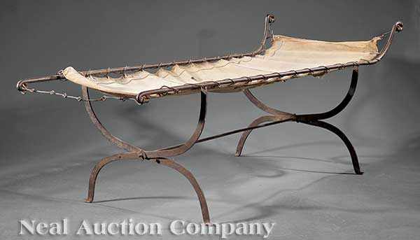 Appraisal: An Antique Continental Wrought Iron Campaign Bed early th c