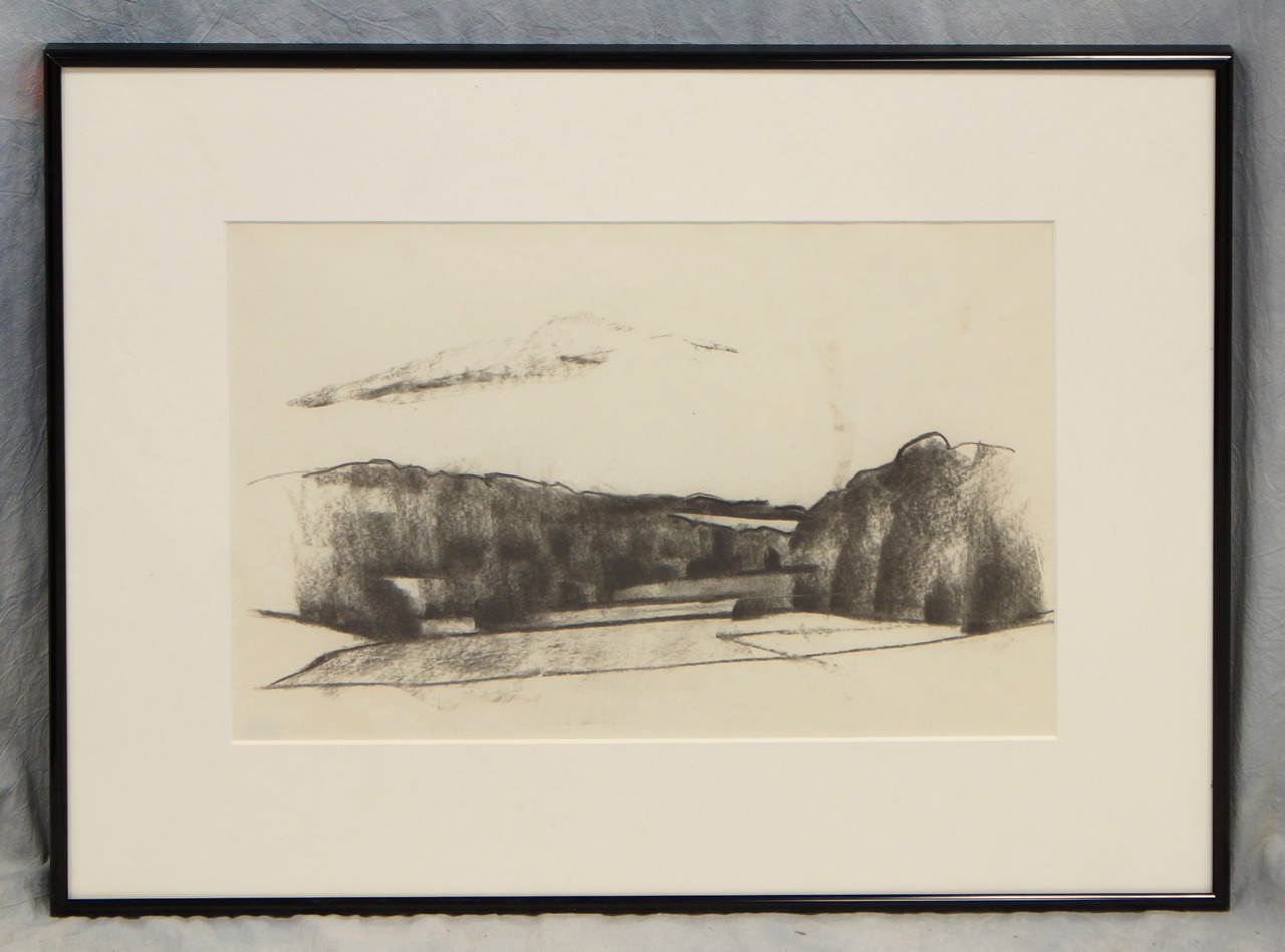 Appraisal: Tom Bostelle American PA - framed charcoal on paper landscape