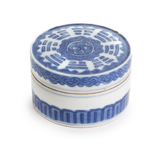 Appraisal: Sale Lot A Small Blue and White Porcelain Circular Box