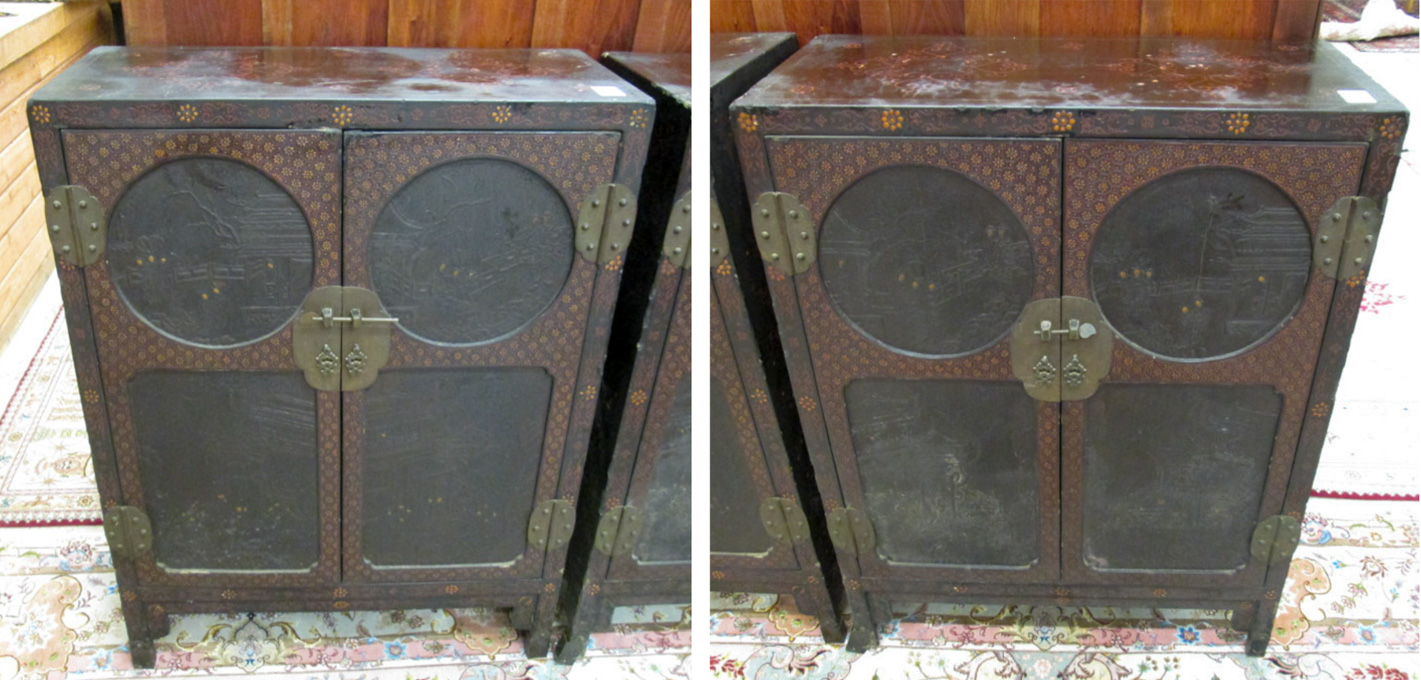 Appraisal: A PAIR OF CHINESE LATE QING DYNASTY CABINETS each a