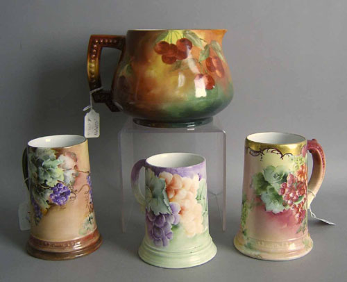 Appraisal: Three Limoges mugs together with a pitcher