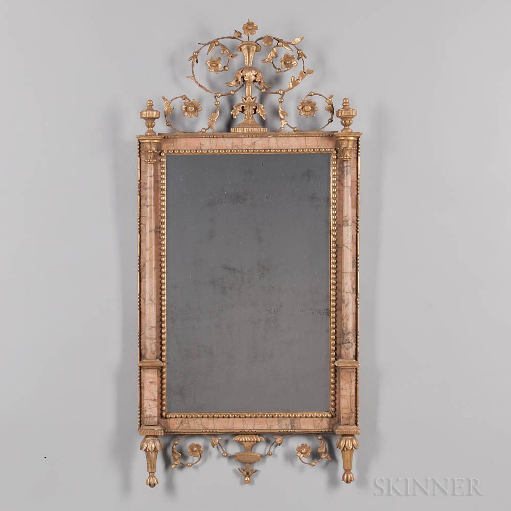 Appraisal: Northern Italian Neoclassical Marble-veneered and Giltwood Mirror Northern Italian Neoclassical