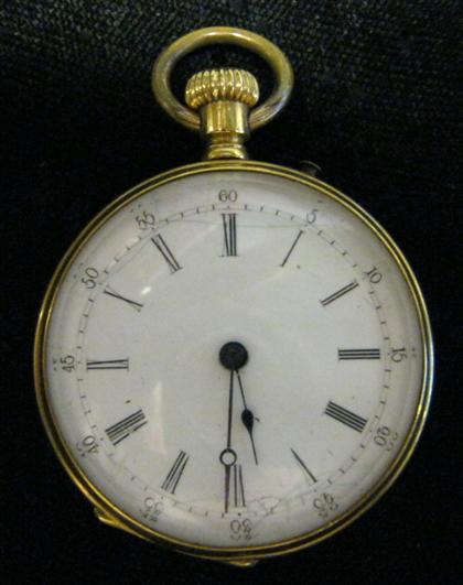 Appraisal: Lady's karat yellow gold open face pocket watchswiss late th