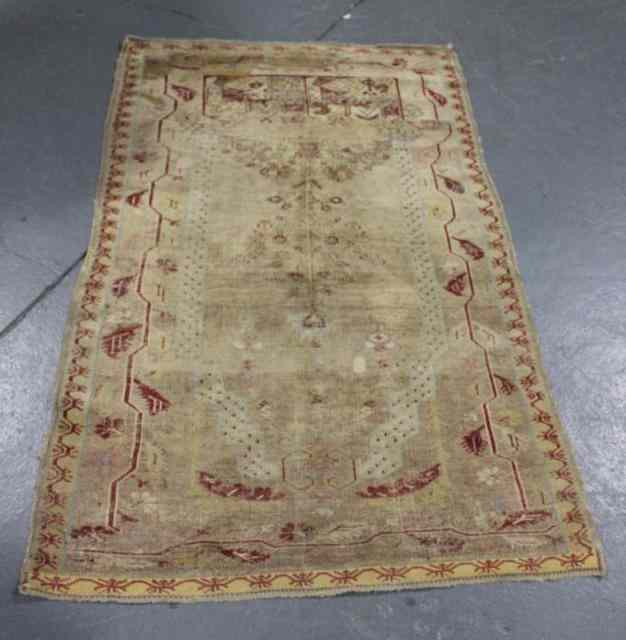 Appraisal: Antique Oushak Style Rug As is Great rug but in