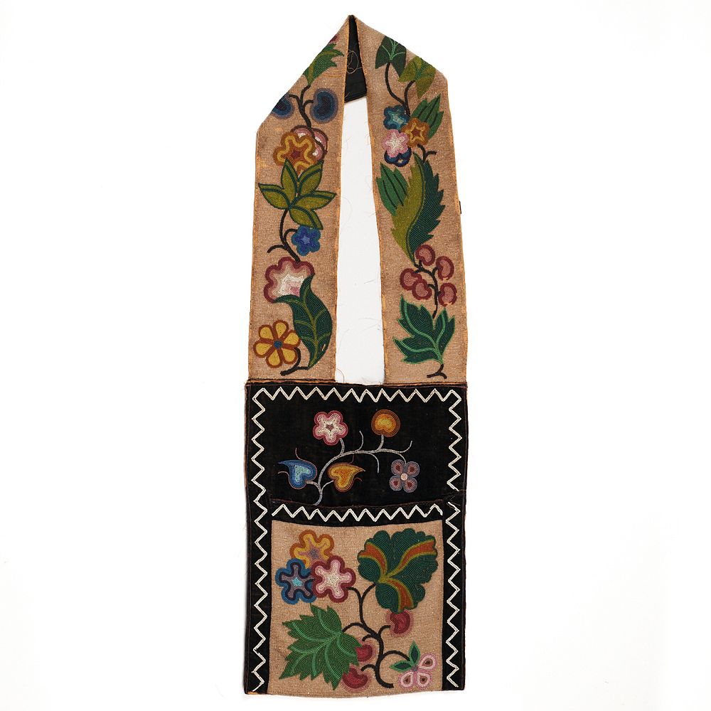 Appraisal: Woodlands Beaded Bandolier Bag Northeast Coast Woodlands Native American bandolier