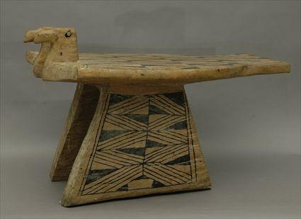 Appraisal: African Painted Wood Bird-Form Stool in x in x in