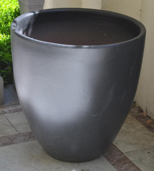 Appraisal: TWO BLACK CERAMIC PLANTERS