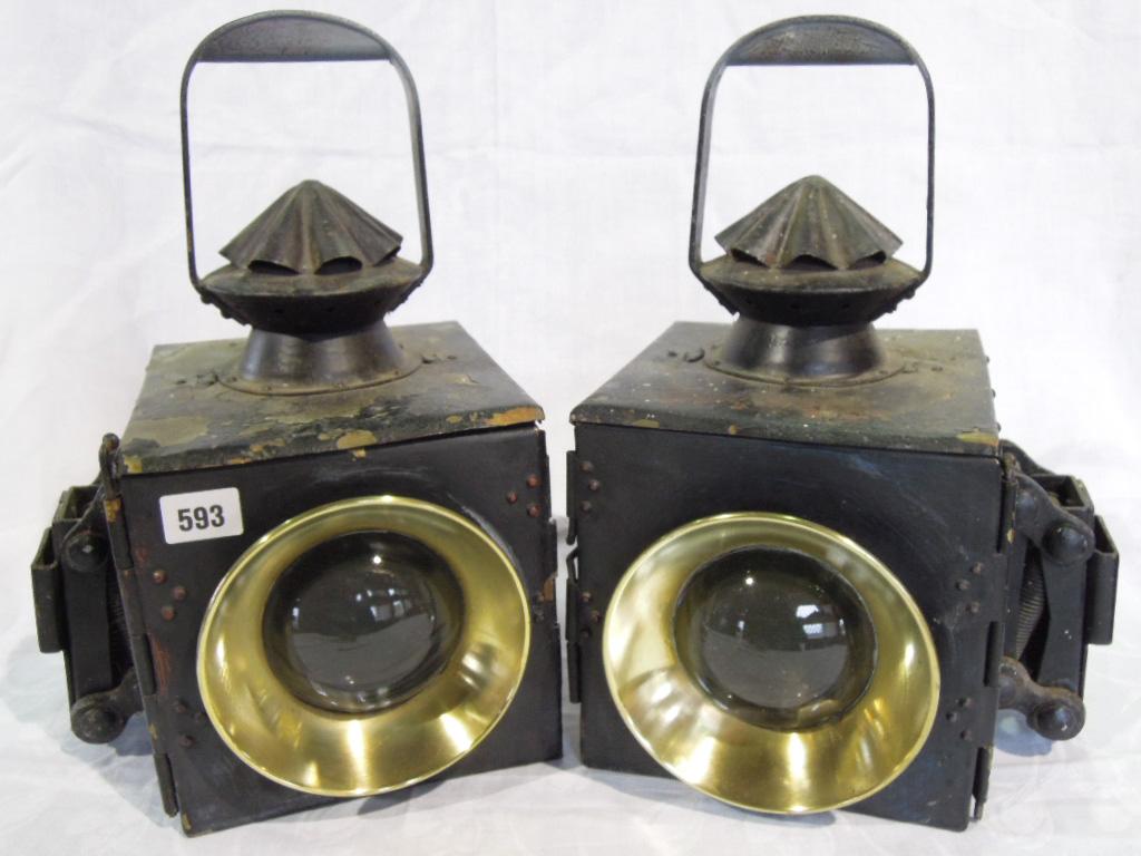 Appraisal: A pair of th century traction engine lamps complete with