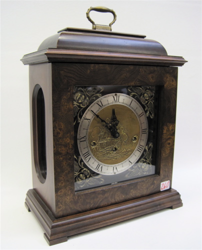 Appraisal: GERMAN WOERSCH MODERN BRACKET CLOCK time and strike walnut case