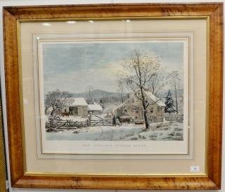 Appraisal: Currier Ives New England Winter Scene hand colored lithograph painted