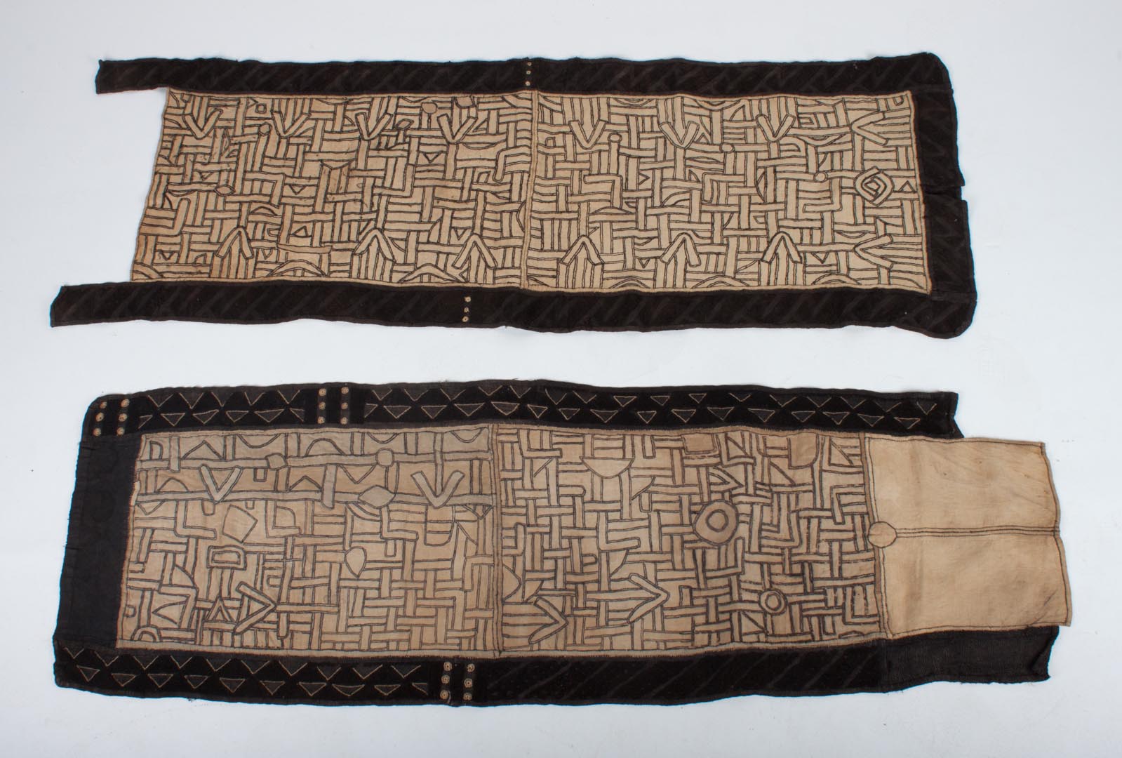 Appraisal: Two Kuba embroidered and pile-woven cloths from Congo Kinshasa each