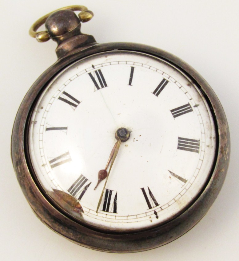 Appraisal: A George III silver open face pocket watch the cm